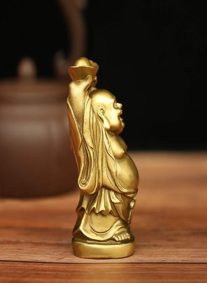 BRASSTAR Feng Shui Brass Ornament Laughing Buddha Statue Holding Ingot Money Bag for Home Office Decorative Figurine Attract Wealth PTZY067 - Image 5